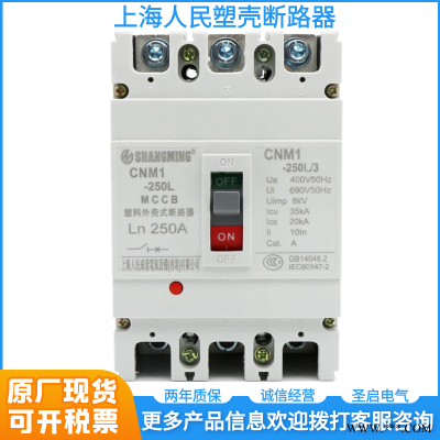 供应上海人民DZ20LE-4300三相四线漏电断路器160A250A保护器塑壳开关