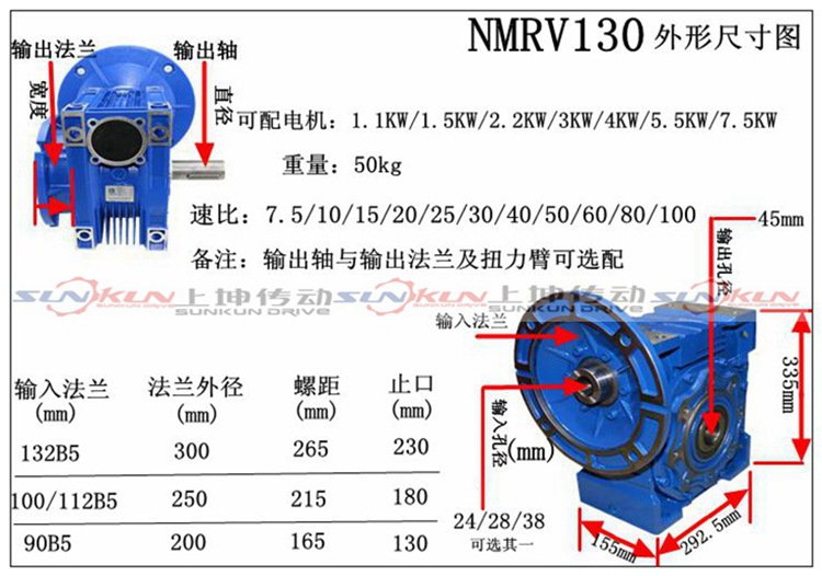 厂家批发 铝合金减速机 NMRV25-150减速机电机0.12-15KW速比5-100示例图15