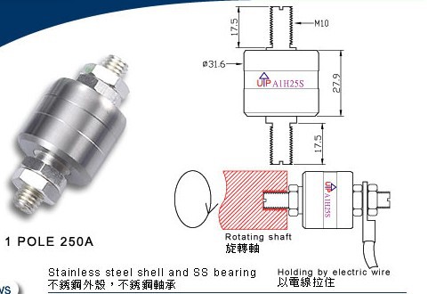 电镀厂专用水银滑环 A1H25S 316不锈钢滑环 台湾正品水银滑环示例图2