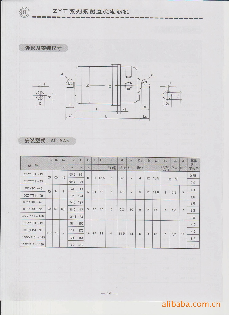 ZYT系列安装尺寸